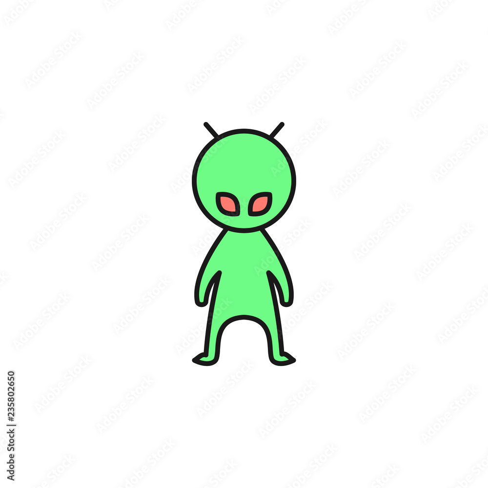 Poster alien icon. element of space outline color icon. thin line icon for website design and development, 