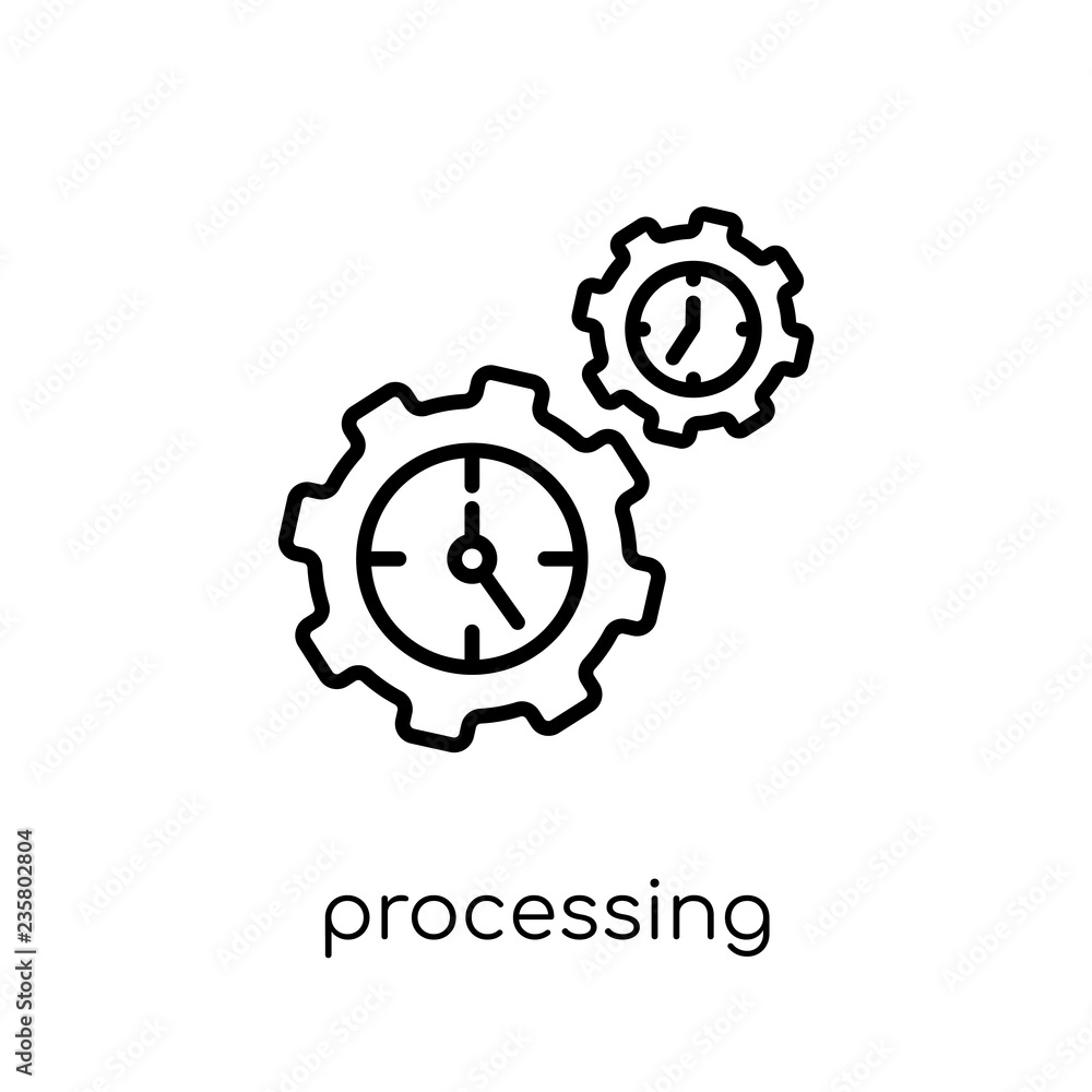 Poster processing icon. trendy modern flat linear vector processing ico