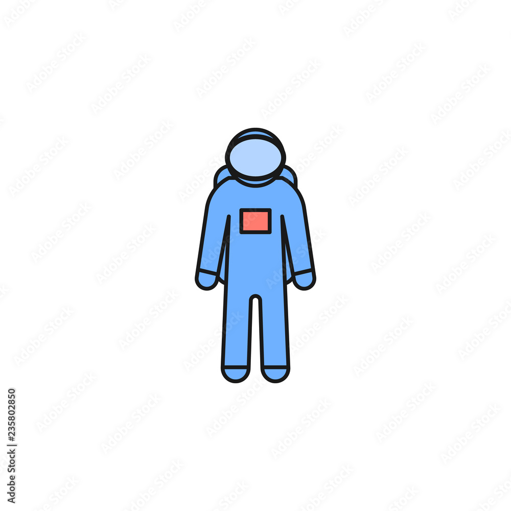 Poster cosmonaut costume icon. element of space outline color icon. thin line icon for website design and d