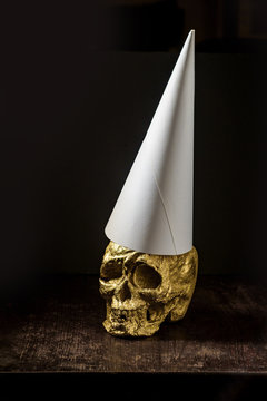 Gold Skull Dunce Hat