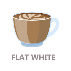 Glass of the flat white coffee. Brown drink