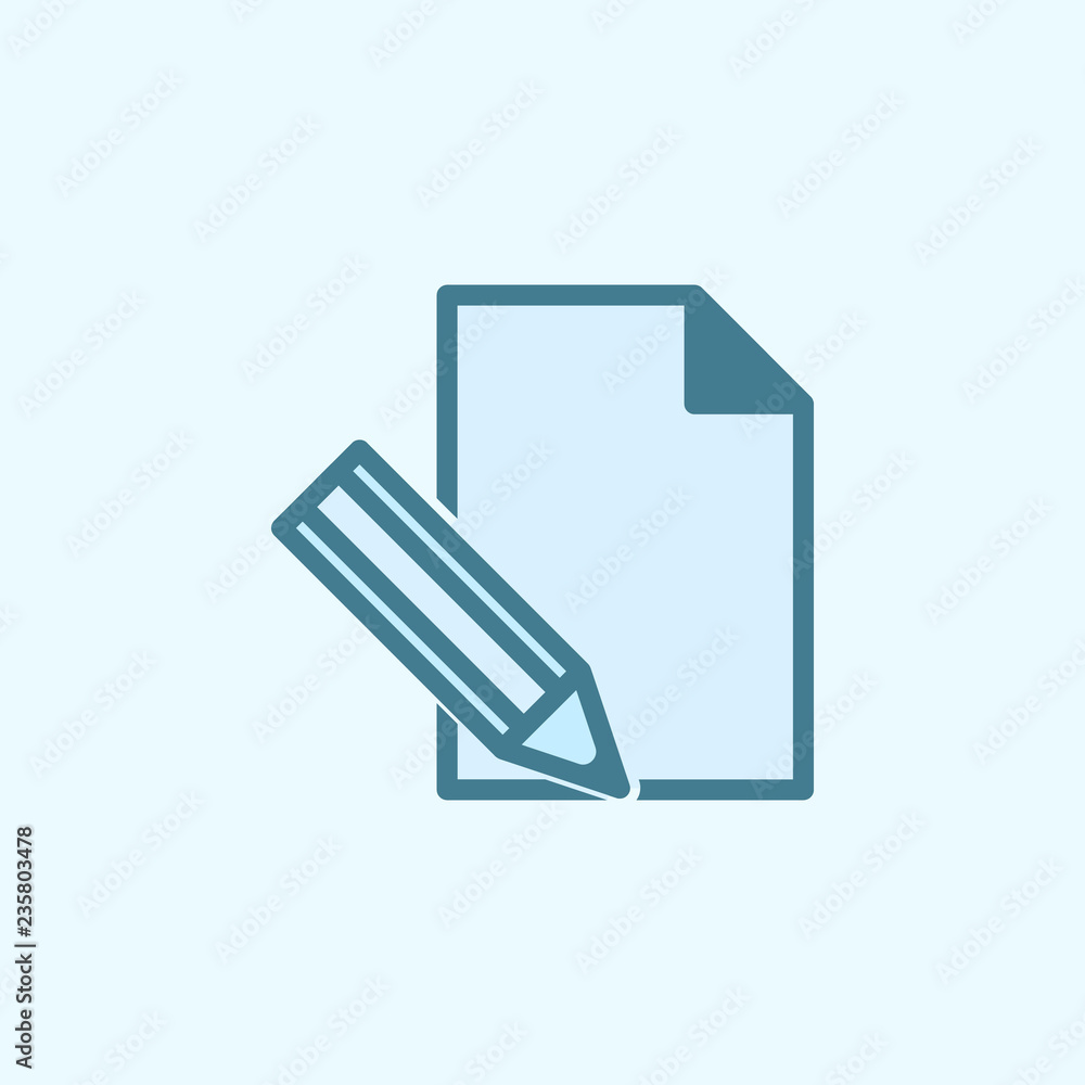 Poster paper and pencil field outline icon. element of 2 color simple icon. thin line icon for website desi