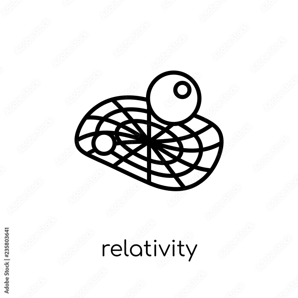 Poster relativity icon. trendy modern flat linear vector relativity icon on white background from thin line