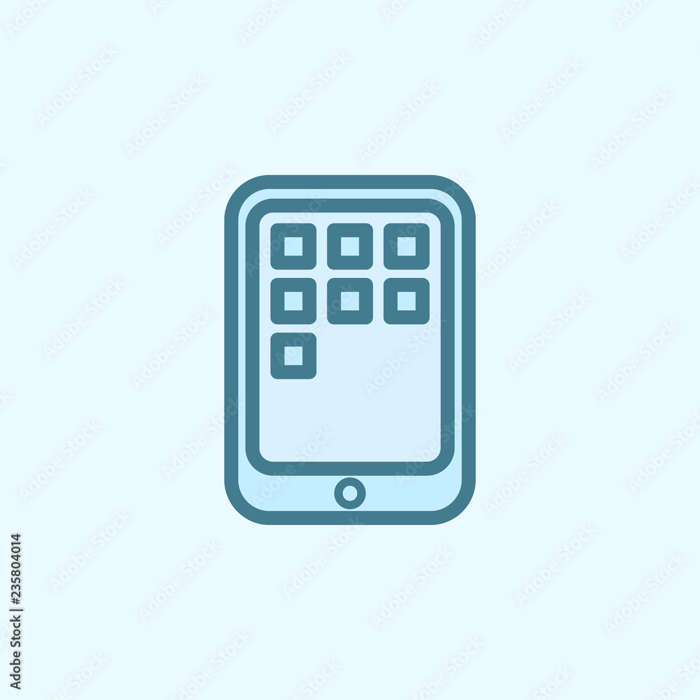 Poster applications on the tablet field outline icon. element of 2 color simple icon. thin line icon for we