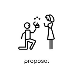 proposal icon. Trendy modern flat linear vector proposal icon on white background from thin line Wedding and love collection, outline vector illustration