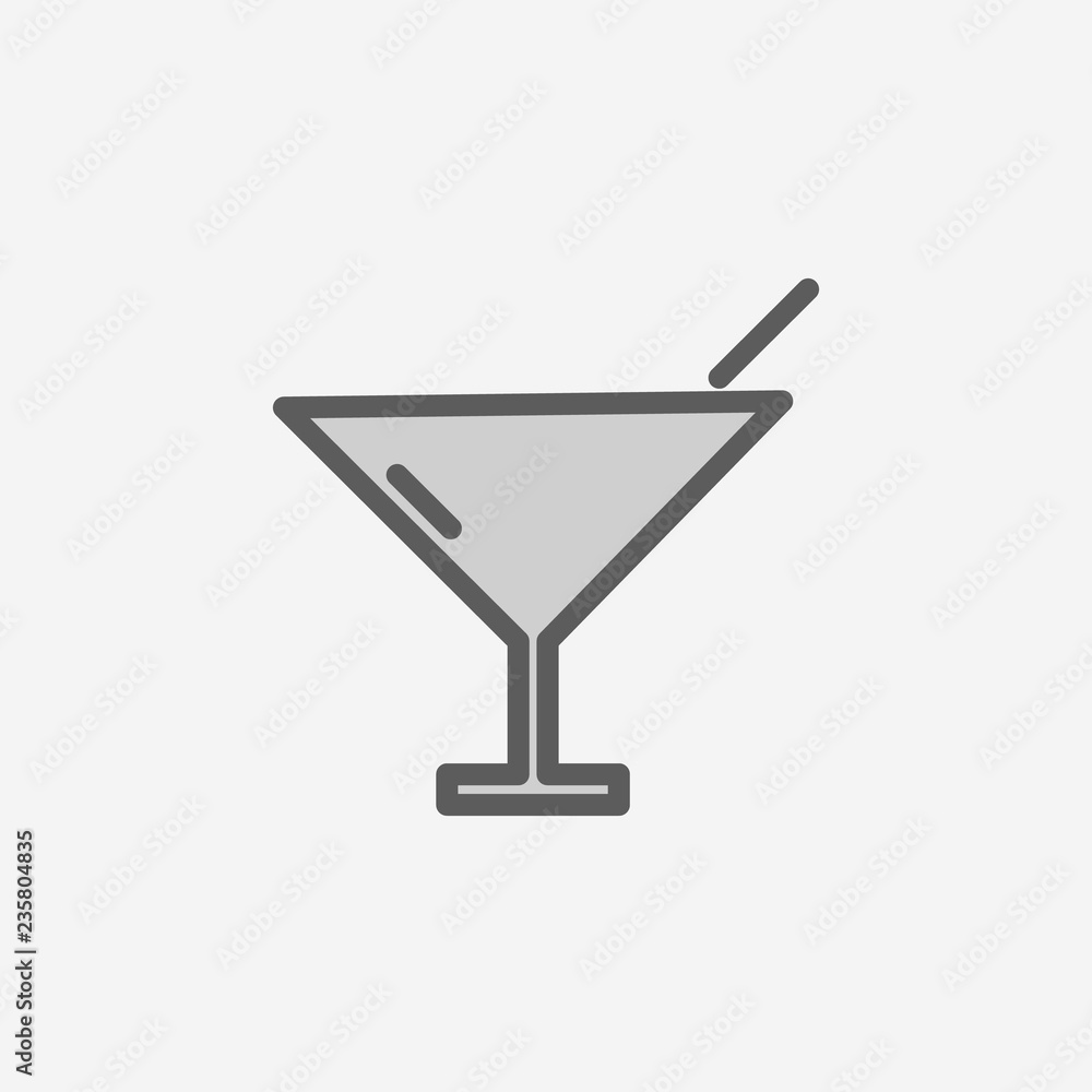 Poster cocktail glass field outline icon. element of 2 color simple icon. thin line icon for website design