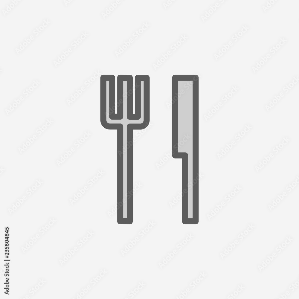 Poster cutlery field outline icon. element of 2 color simple icon. thin line icon for website design and de