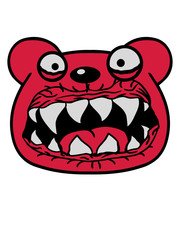 kopf gesicht böse monster gefährlich horror halloween gruselig hässlich teddy grizzly bär bärchen comic cartoon clipart süß niedlich design