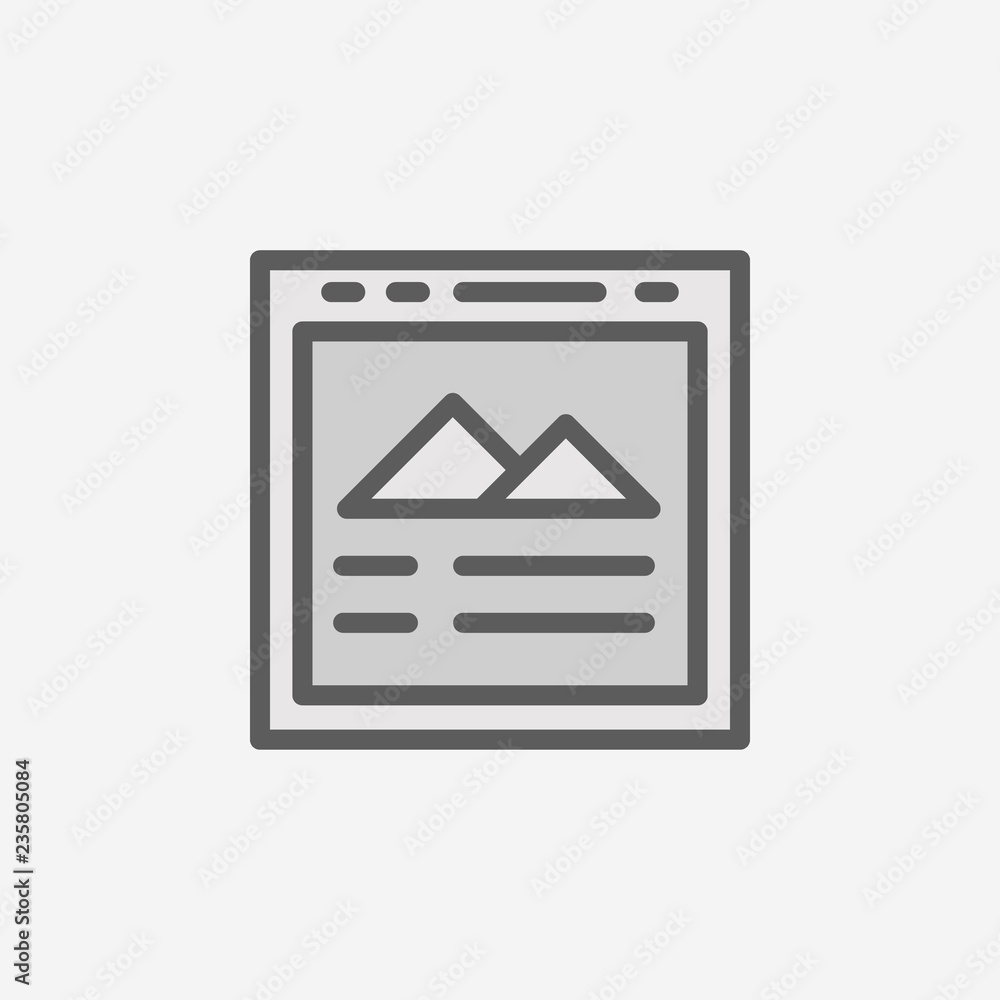 Poster picture field outline icon. element of 2 color simple icon. thin line icon for website design and de