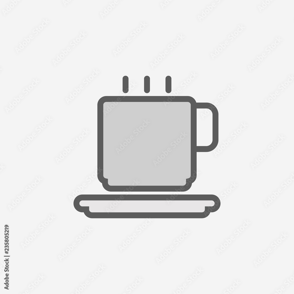 Poster a cup of coffee field outline icon. element of 2 color simple icon. thin line icon for website desig