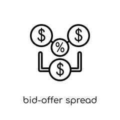 bid-offer spread icon. Trendy modern flat linear vector bid-offer spread icon on white background from thin line Bid offer spread collection, outline vector illustration