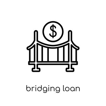 Bridging Loan Icon. Trendy Modern Flat Linear Vector Bridging Loan Icon On White Background From Thin Line Bridging Loan Collection, Outline Vector Illustration