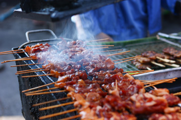 grilled pork on stick