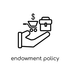 endowment policy icon. Trendy modern flat linear vector endowment policy icon on white background from thin line Endowment policy collection, outline vector illustration