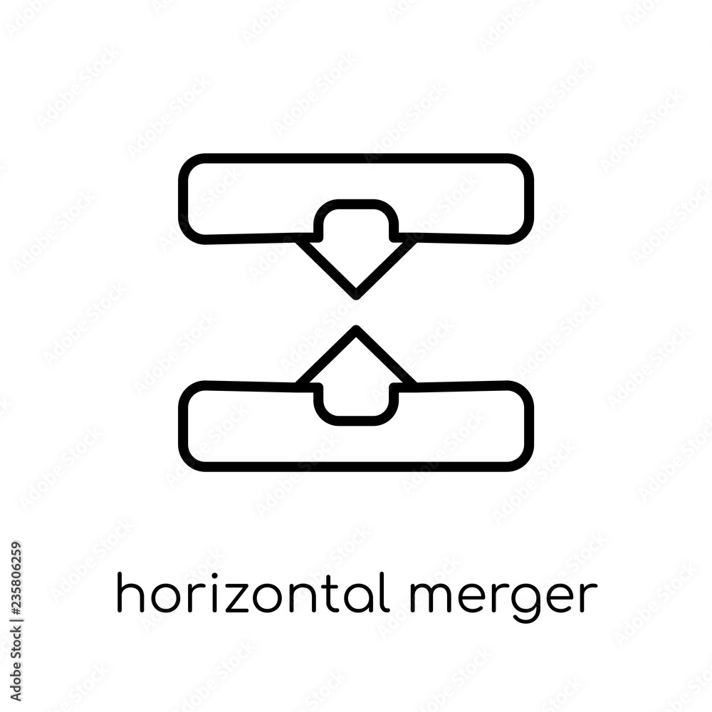 Poster horizontal merger icon. trendy modern flat linear vector horizontal merger icon on white background 