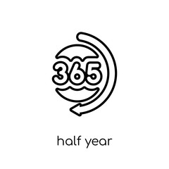 Half year icon. Trendy modern flat linear vector Half year icon on white background from thin line Business collection