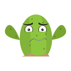 Isolated sad cactus character. Vector illustration design