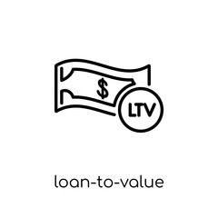 Loan-to-value icon. Trendy modern flat linear vector Loan-to-value icon on white background from thin line Business collection