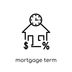 Mortgage term icon. Trendy modern flat linear vector Mortgage term icon on white background from thin line Business collection