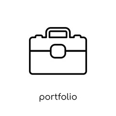 Portfolio icon. Trendy modern flat linear vector Portfolio icon on white background from thin line business collection