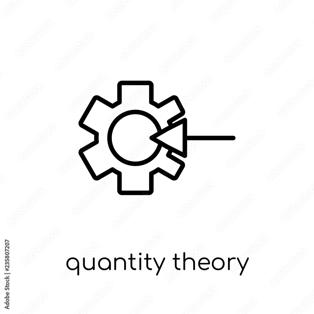 Poster quantity theory of money icon. trendy modern flat linear vector quantity theory of money icon on whi