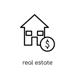 real estate investment trusts icon. Trendy modern flat linear vector real estate investment trusts icon on white background from thin line business collection, outline vector illustration