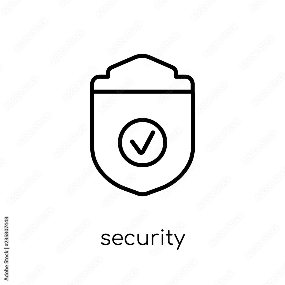 Poster security icon. trendy modern flat linear vector security icon on white background from thin line bus