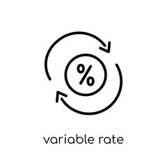 Variable rate mortgage icon. Trendy modern flat linear vector Variable rate mortgage icon on white background from thin line business collection