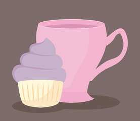 delicious cupcake with cup icon