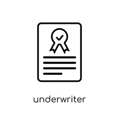 Underwriter (shares) icon. Trendy modern flat linear vector Underwriter (shares) icon on white background from thin line business collection