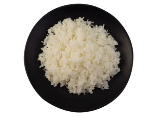 Rice in a bowl on white background. (clipping path)
