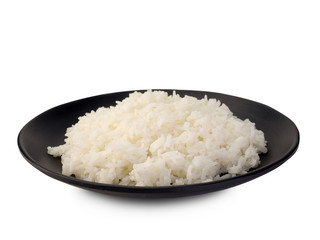 Rice in a bowl on white background. (clipping path)