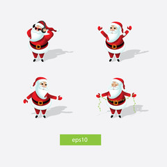 Cute cartoon Santa Claus set. Eps10 vector illustration.