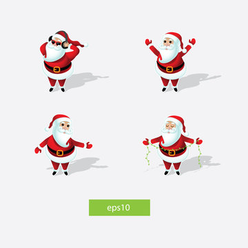 Cute cartoon Santa Claus set. Eps10 vector illustration.
