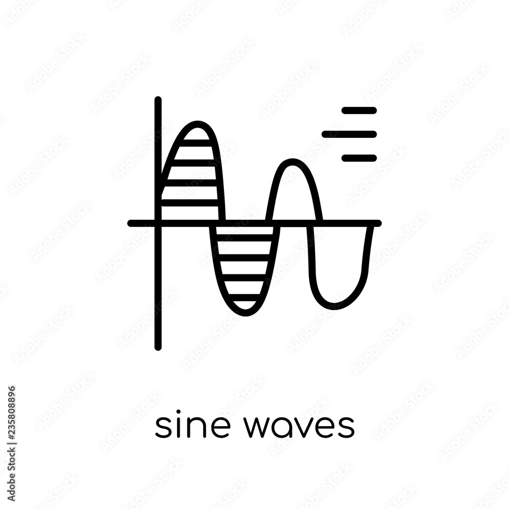 Poster sine waves analysis icon. trendy modern flat linear vector sine waves analysis icon on white backgro