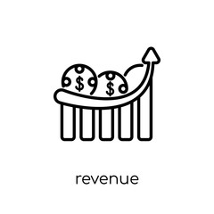 Revenue icon. Trendy modern flat linear vector Revenue icon on white background from thin line Business and analytics collection
