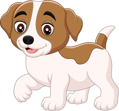 Cute little dog cartoon isolated on white background