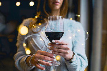 woman with glass of wine