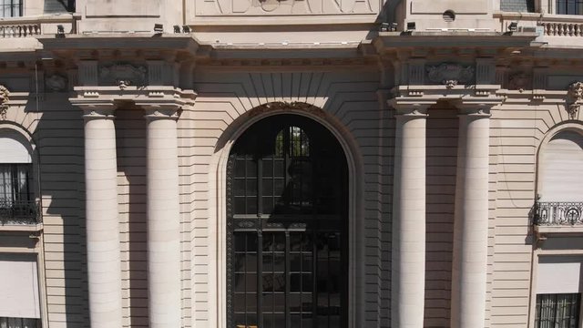 Aerial drone view of historic Aduana Customs building in Buenos Aires, Argentina