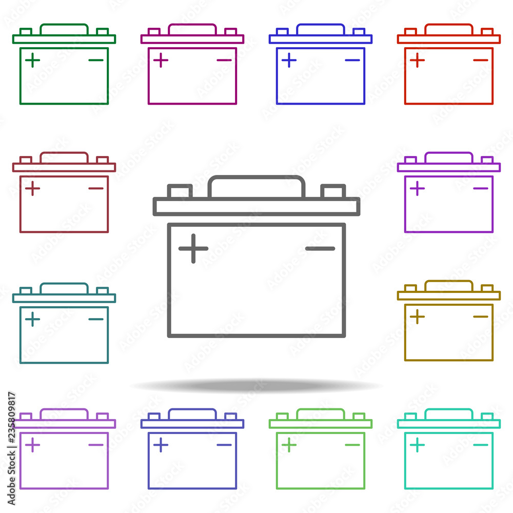 Poster auto battery icon. elements of auto workshop in multi color style icons. simple icon for websites, w