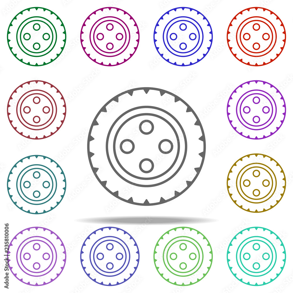 Poster alloy wheel icon. elements of auto workshop in multi color style icons. simple icon for websites, we