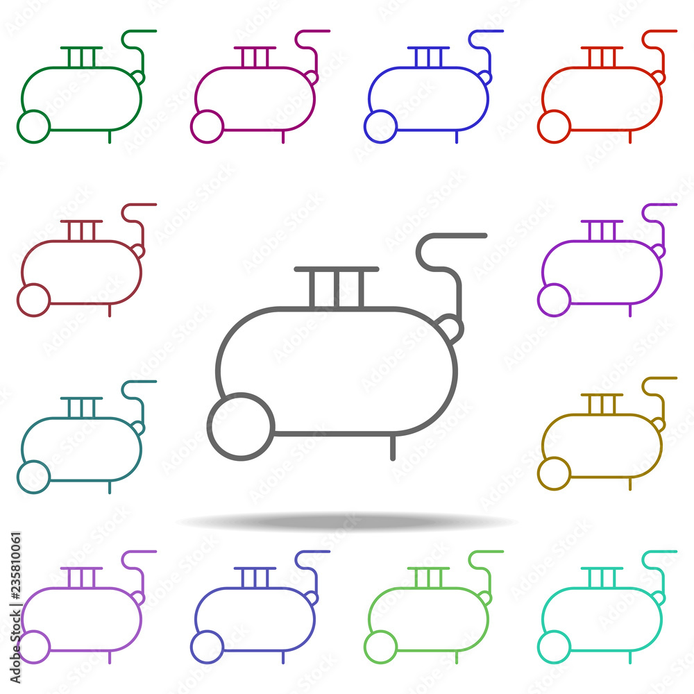 Poster tyre compressor icon. elements of auto workshop in multi color style icons. simple icon for websites