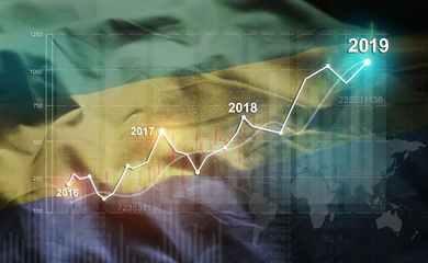 Growing Statistic Financial 2019 Against Gabon Flag