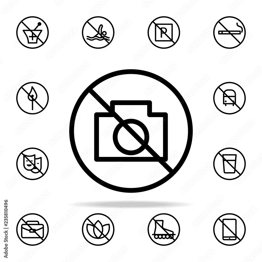 Poster camera ban icon. ban icons universal set for web and mobile