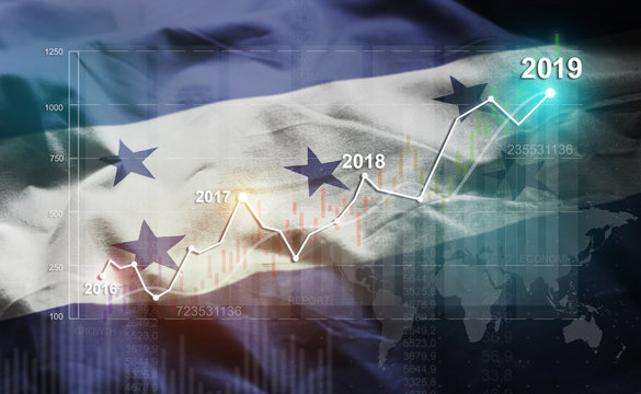 Growing Statistic Financial 2019 Against Honduras Flag - Powered by Adobe