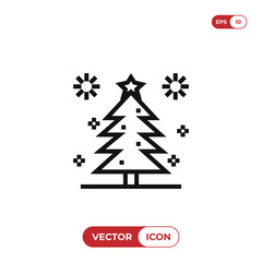 Naklejka na ściany i meble Christmas pine tree with stars vector icon