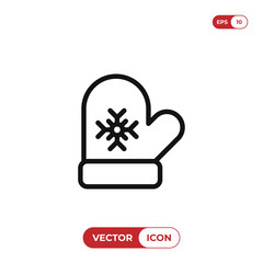 Christmas mitten vector icon