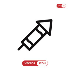 Christmas rocket icon. Fireworks,celebration symbol. Flat vector sign isolated on white background. Simple vector illustration for graphic and web design.