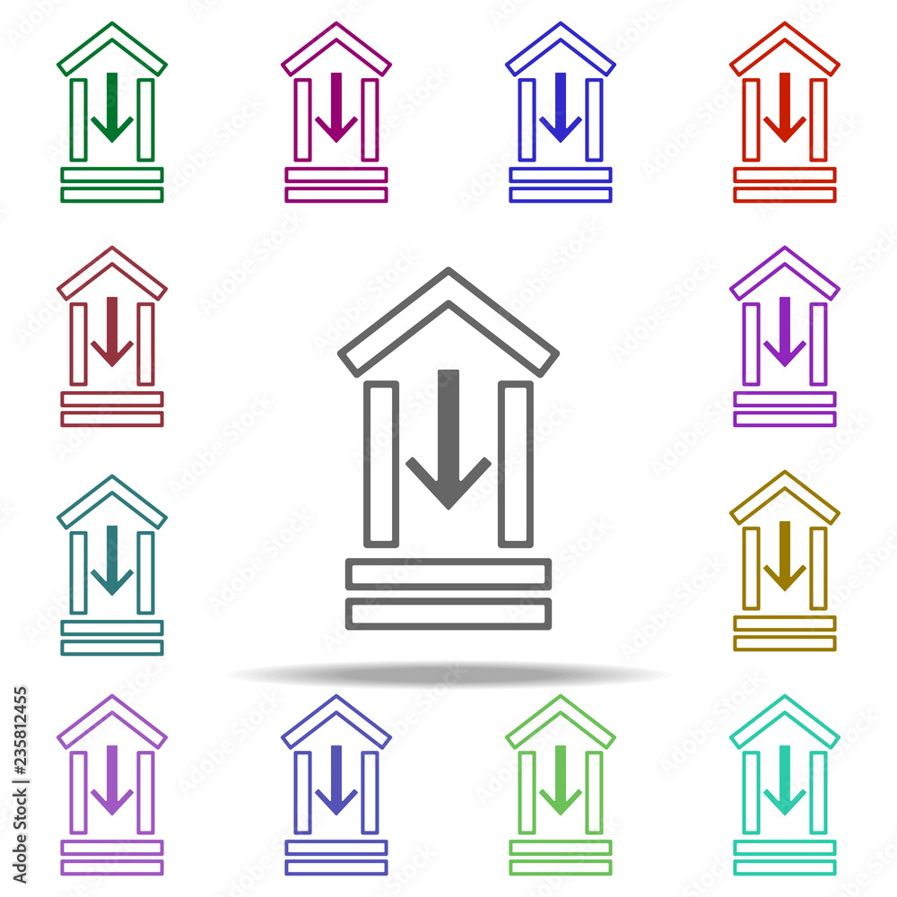 Poster bank down arrow icon. elements of finance in multi color style icons. simple icon for websites, web 