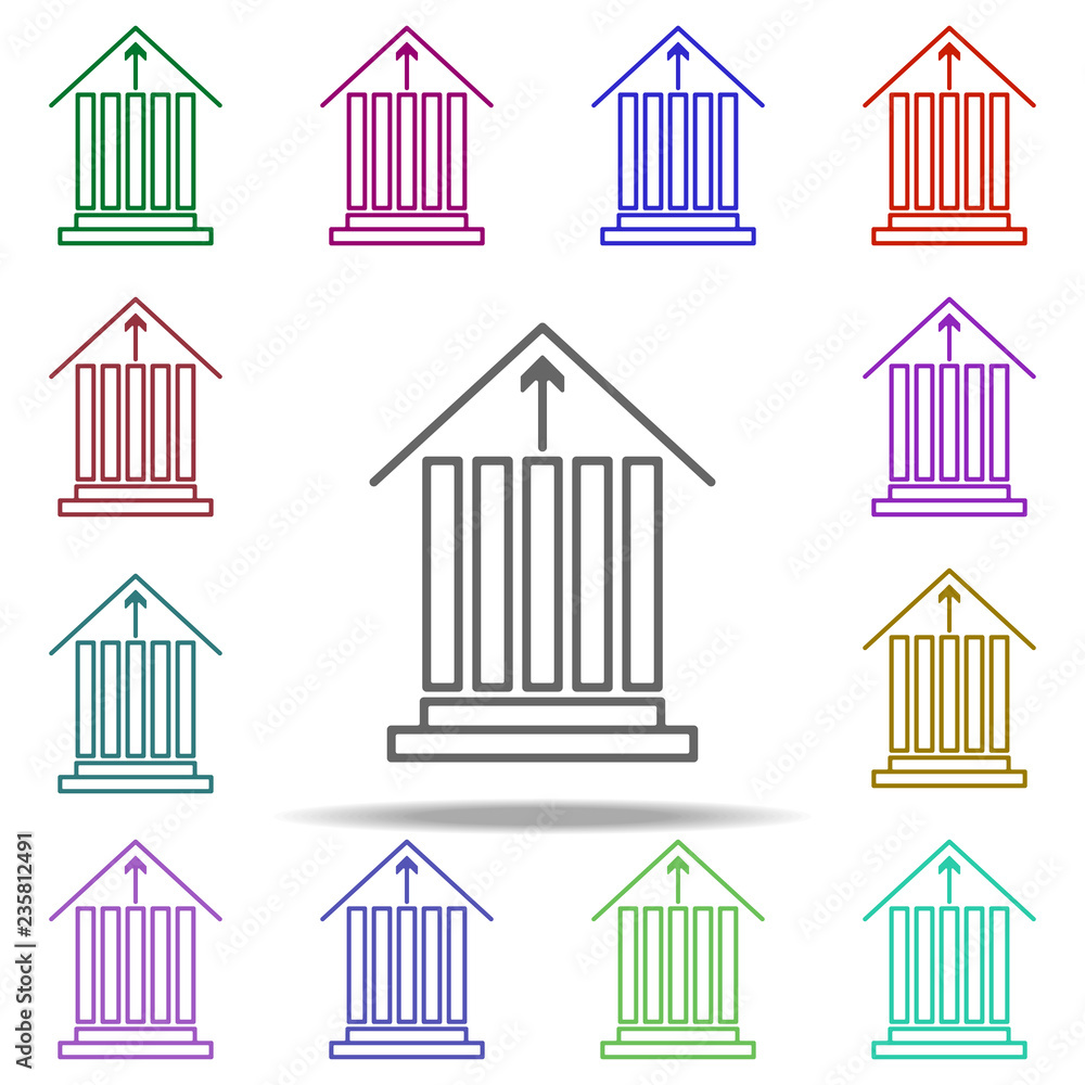 Poster bank up arrow icon. elements of finance in multi color style icons. simple icon for websites, web de